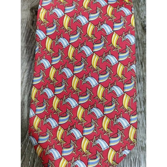 Salvatore Ferragamo Silk Necktie Mens Lounge Beach Chairs - Picture 2 of 7
